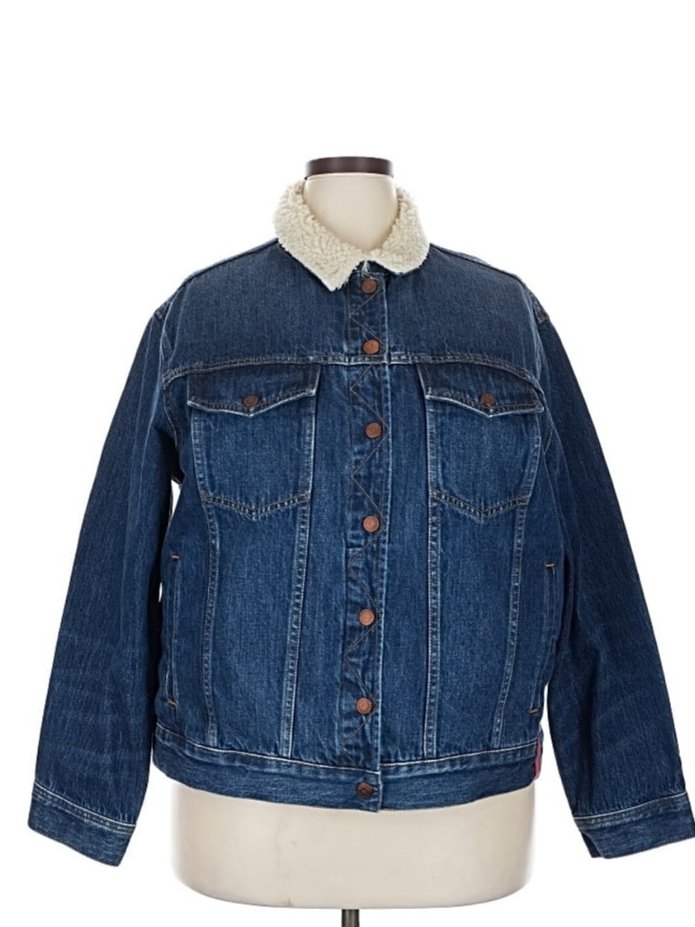 Madewell x KULE Jean Jacket with Cream Sherpa Collar and Removable Sherpa Liner
